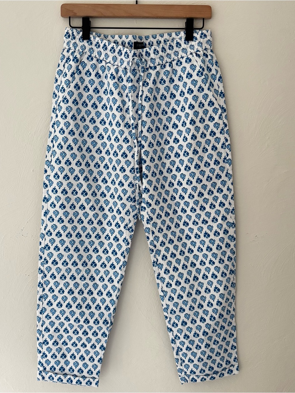 J. Crew Linen Cuffed Pants with Floral Motif | Natural Fibers, Preppy, Luxury